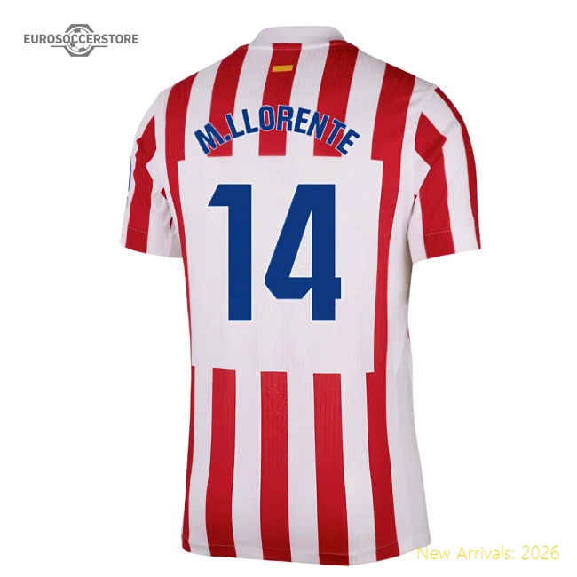 Match-Day 2025-2026 Atletico Madrid Home Authentic Shirt (M.Llorente