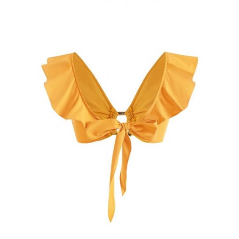 Ruffle Ring Knotted Crop Blouse ID1073