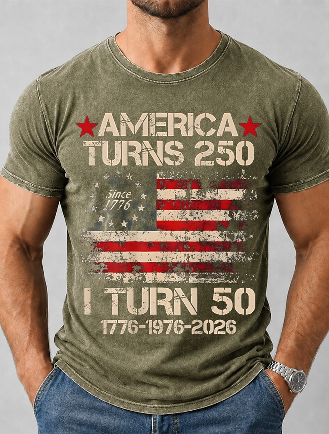 4th of July 2026 250th Men's Flag Cotton Acid Wash Shirt Heavyweight T-shirt Short Sleeve T shirt DTG Crew Neck Shirt Patriotic Street Holiday Blue Black Brown Spring & Summer Clothing Apparel S M