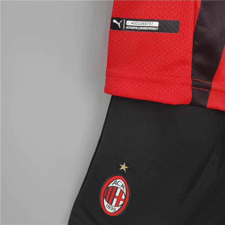 Authentic Kids AC Milan 21-22 Home Red Soccer Suit Football Kit