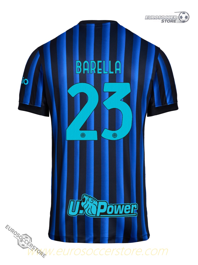 Inter Milan's 25-26 Home Jersey featuring BARELLA 23