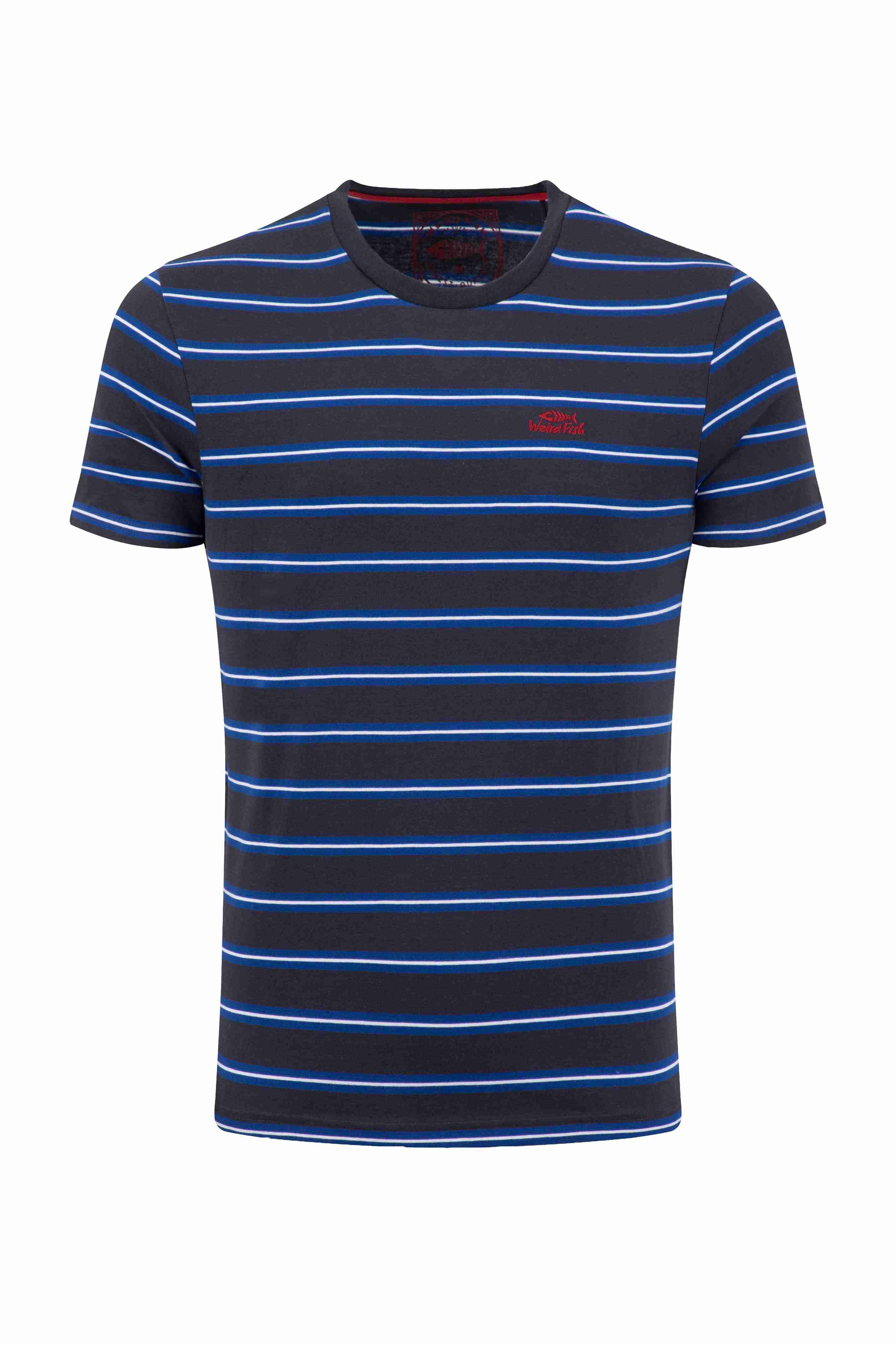 Finn Striped Branded T-Shirt Mazarine Blue