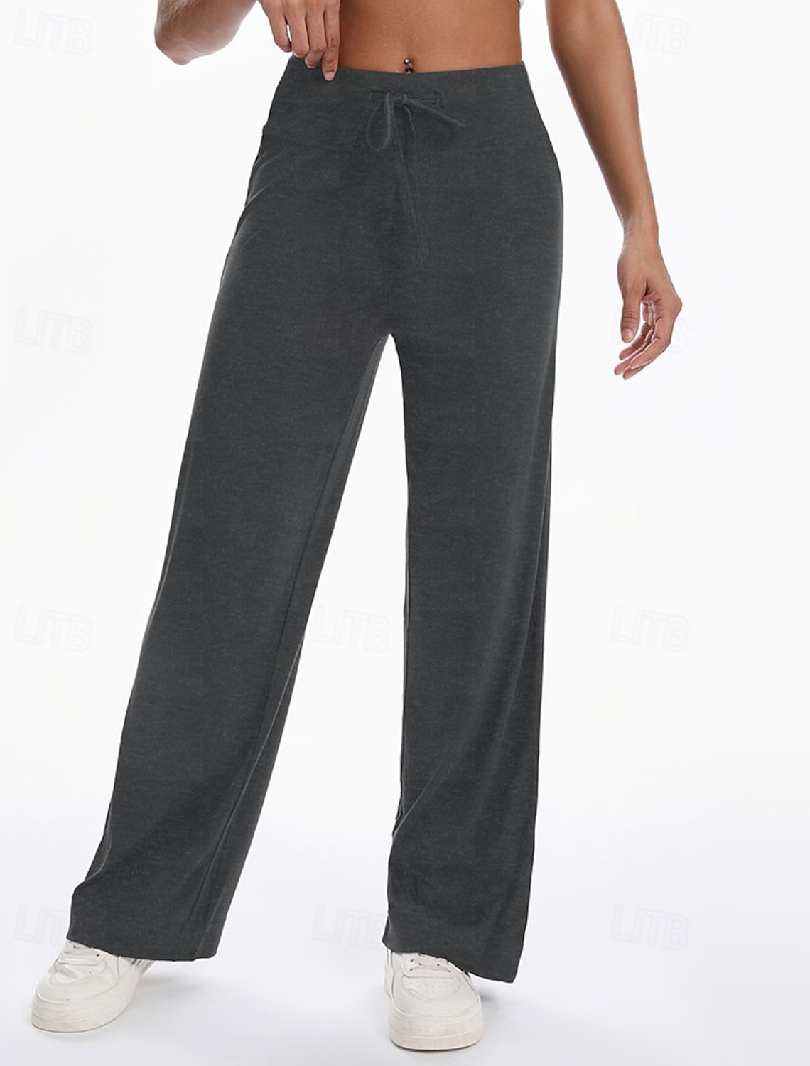 Women's Casual Palazzo Pants Drawstring Patchwork Athleisure Wear Casual Outdoor Vacation Summer Spring Fall Sun Protection Walking Bodybuilding Track Regular Fit Sportswear Activewear Dark Grey