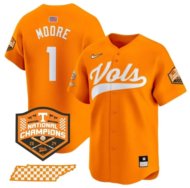 Men's None #1 Christian Moore Orange 2024 embroidered match worn