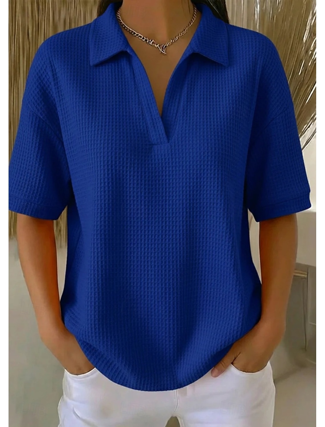 Women's Shirt Solid Color Plain Elegant Active Vacation Sleeveless V Neck Regular Tops Blue Orange color Black White Sky Blue Summer Spring Fall