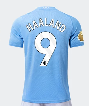 [FSOUK] 23/24 Manchester City Sky Blue Home Erling Haaland #9 Premier League Defending Champion Jersey