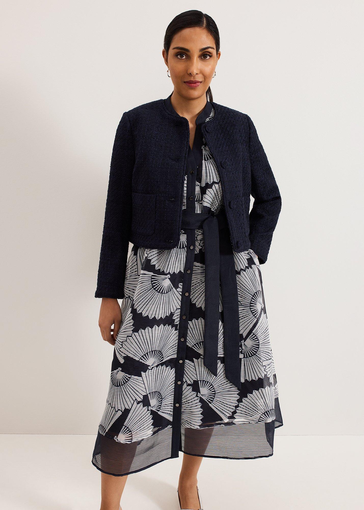 Petite Skylar Navy Print Midi Dress