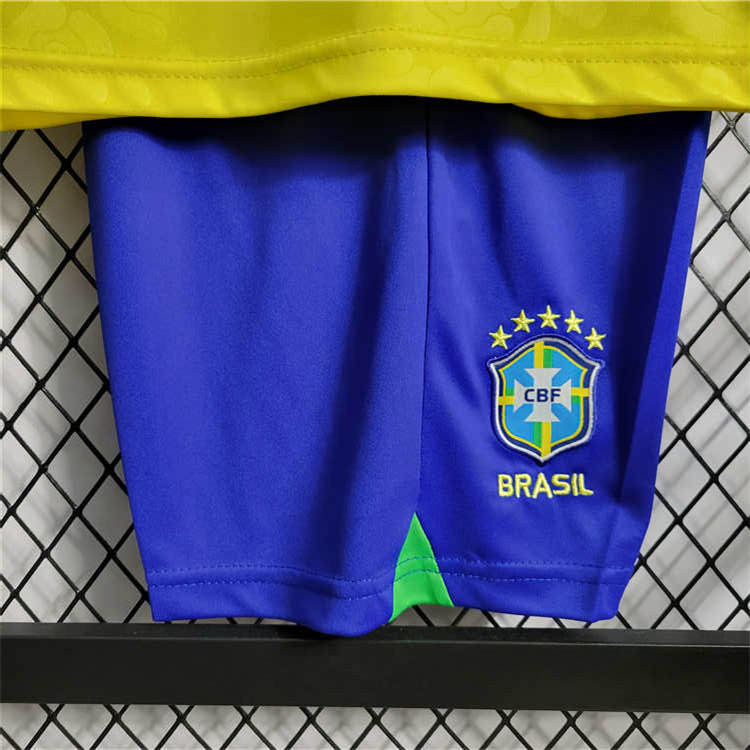 Authentic Kids Brazil World Cup 2022 Home Soccer Kit ShirtShorts