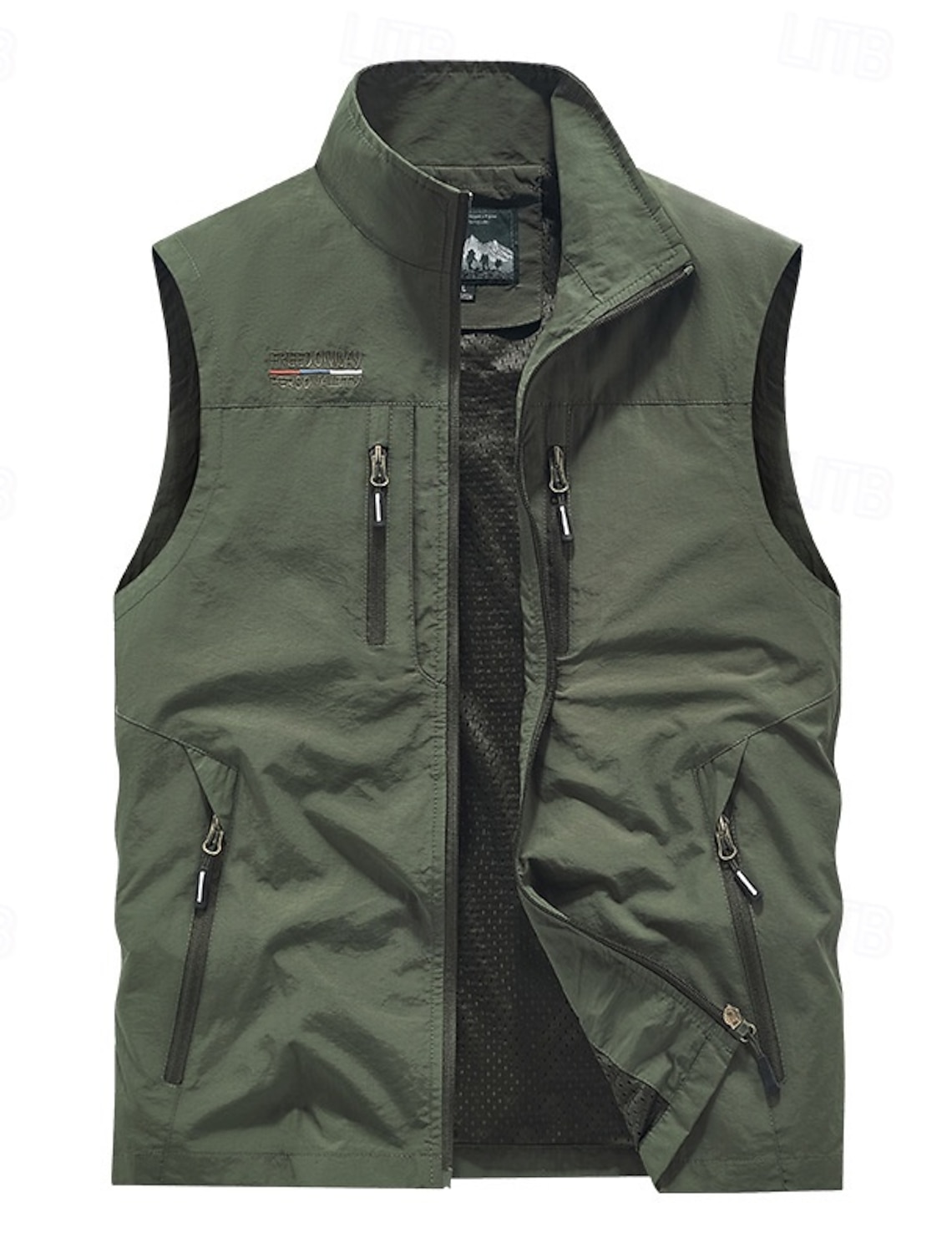 Men's Outdoor Vest Vest Fishing Vest Outdoor Daily Fashion Casual Spring Fall Pocket Polyester Comfortable Plain Zipper Stand Collar Regular Fit Black Orange Khaki Army Green Vest