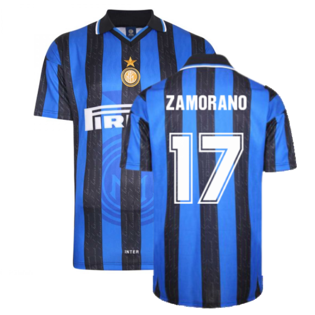 Inter Inter Milan Score Draw Home Shirt Zamorano #17 Authentic Des...