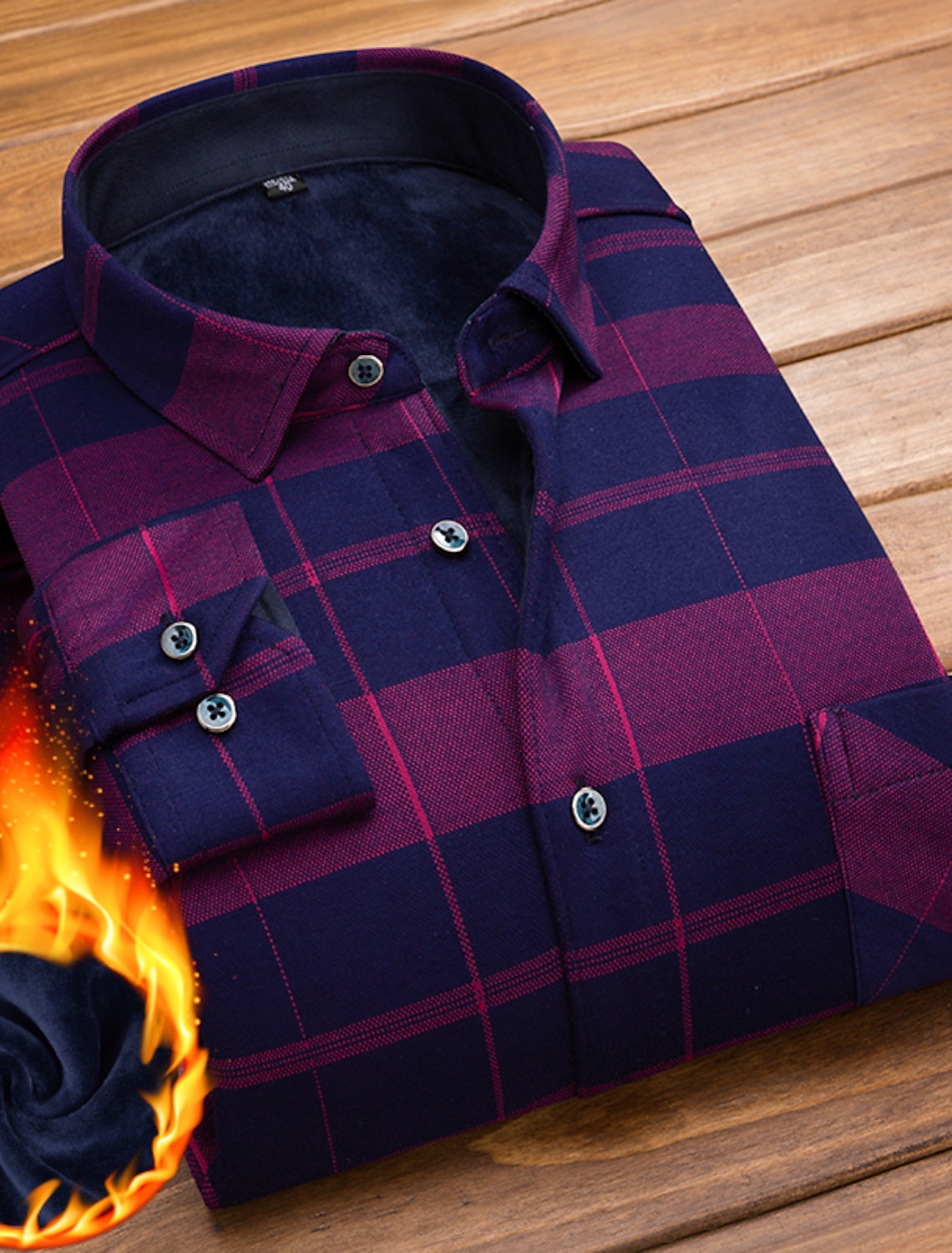 Men's Dress Shirt Flannel Shirt Collared Shirt Button Up Shirt Tartan Wedding Party Black-White Red Navy Blue Royal Blue Long Sleeve Turndown Winter Clothing Apparel Button-Down