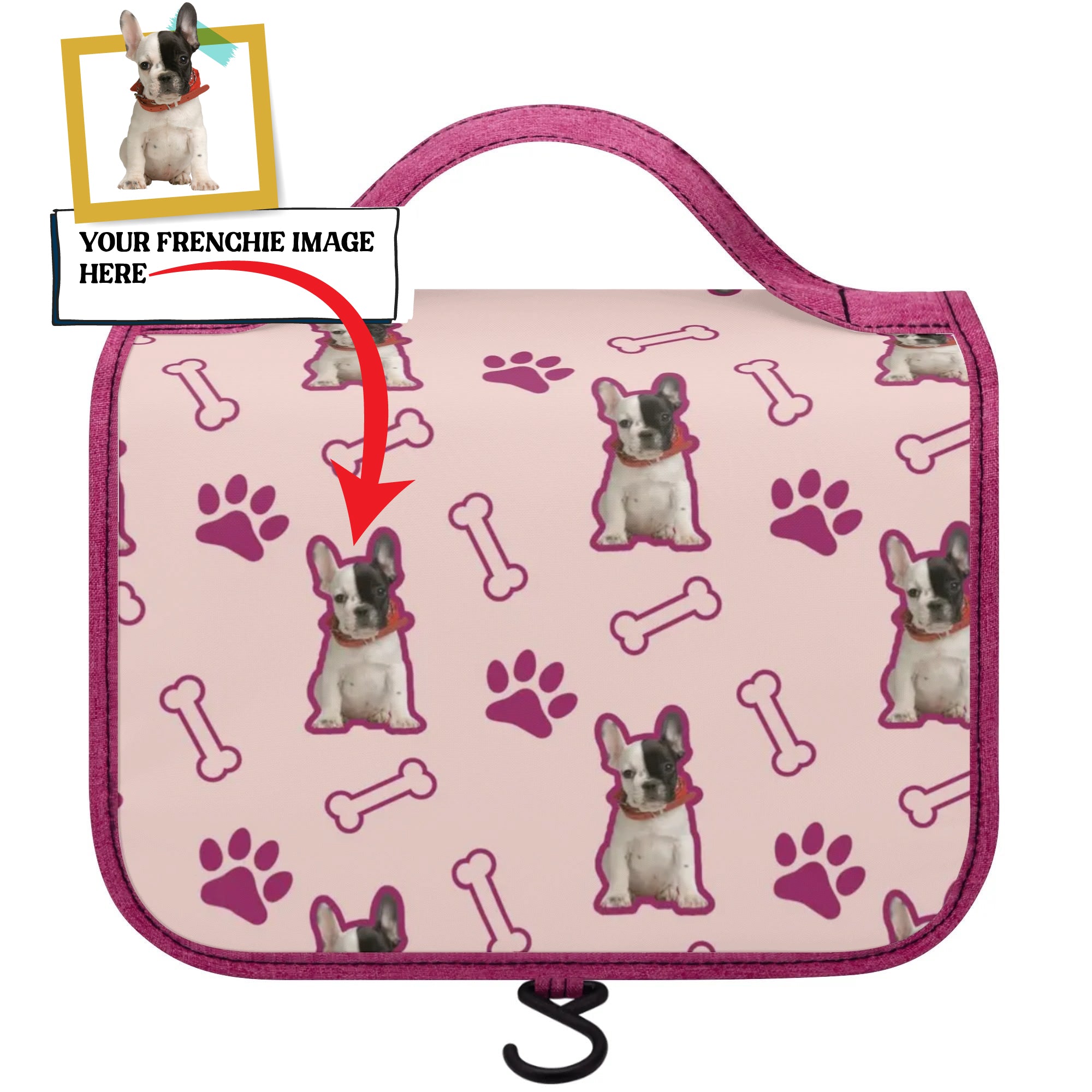 French Bulldog Personalized Cosmetic Travel Bag With Your French
