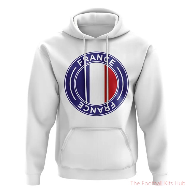 Men France Football Badge Hoodie (White) UEFA Euro