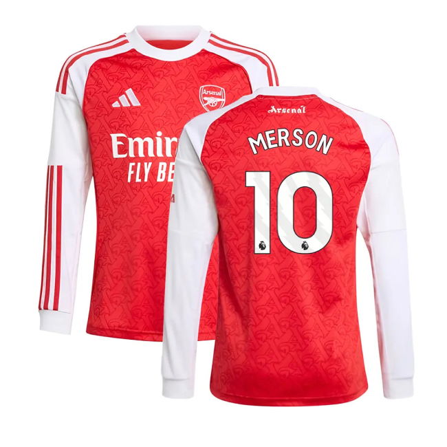 2025-2026 Arsenal Long Sleeve Home Shirt (Kids) (Merson 10)