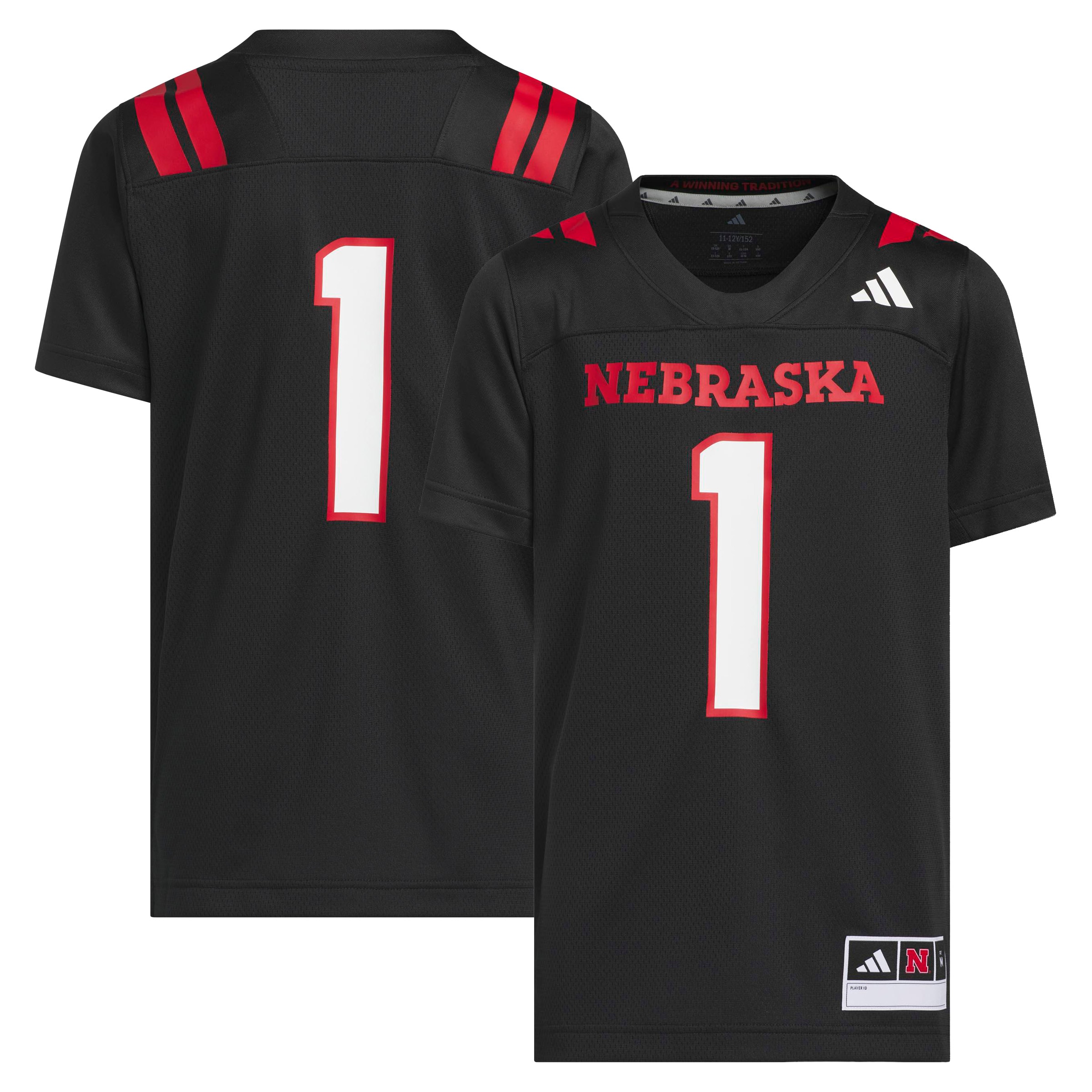 #1 Nebraska Huskers Youth Our Red Burns Brighter Strategy 2026 Season Football Jersey - Black