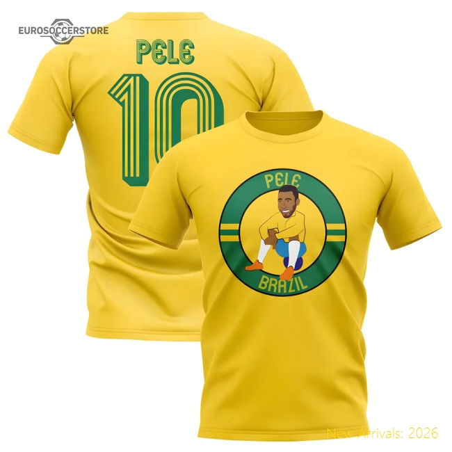 Pele Vibrant Yellow Brazil National Teams Illustration Football Tee