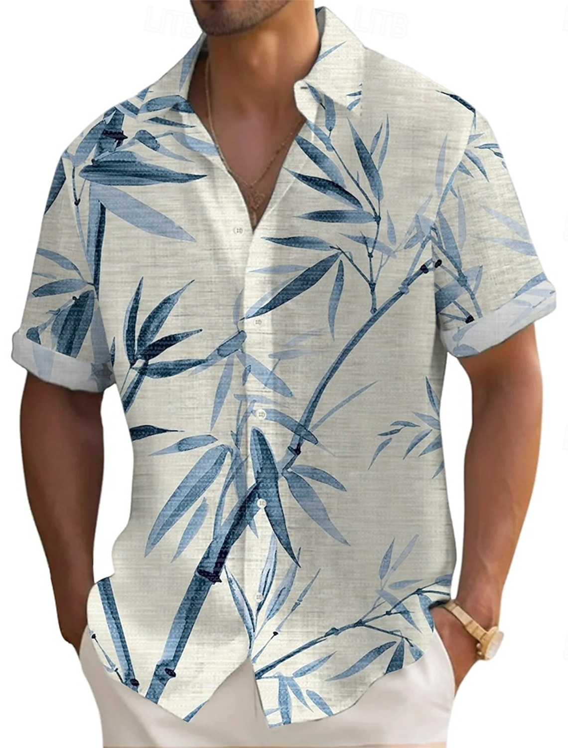 Men's Plants Bamboo Shirt Summer Shirt Button Up Shirt Short Sleeve Fashion Casual Vacation Dailywear Beach Wear Summer Spring Turndown 3D Print Linen Like Shirt Yellow Blue Purple Green Rose Red