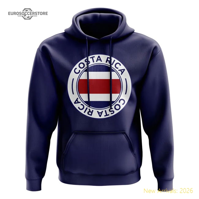 Top-grade Costa Rica Football Badge Hoodie (navy) - Official Design