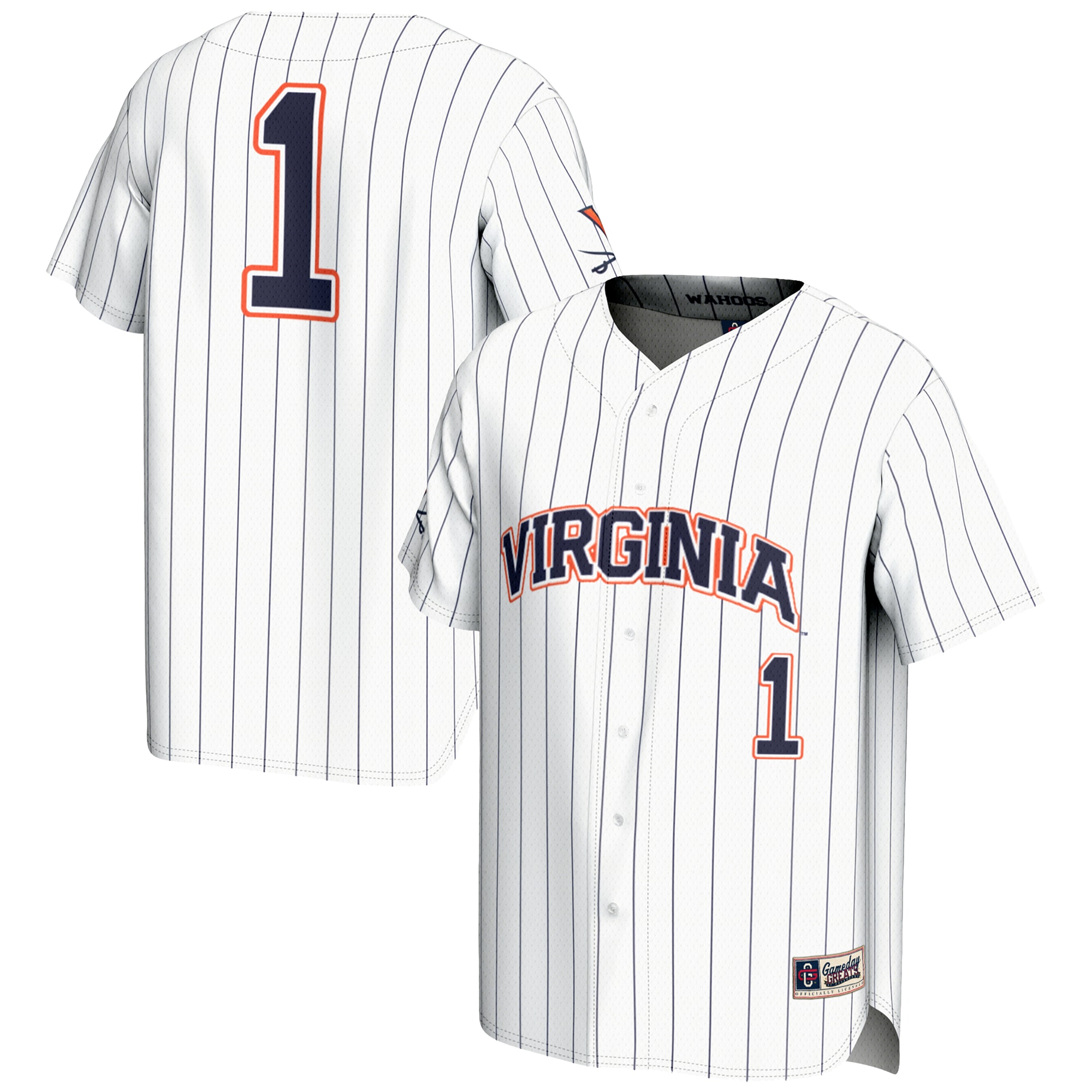 [NJP] Virginia Cavaliers GameDay Greats Youth Lightweight Baseball Jersey - White