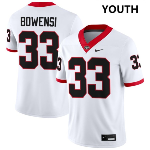 Youth Georgia Bulldogs #33 Chauncey Bowens White Nike Stitch Jerseys