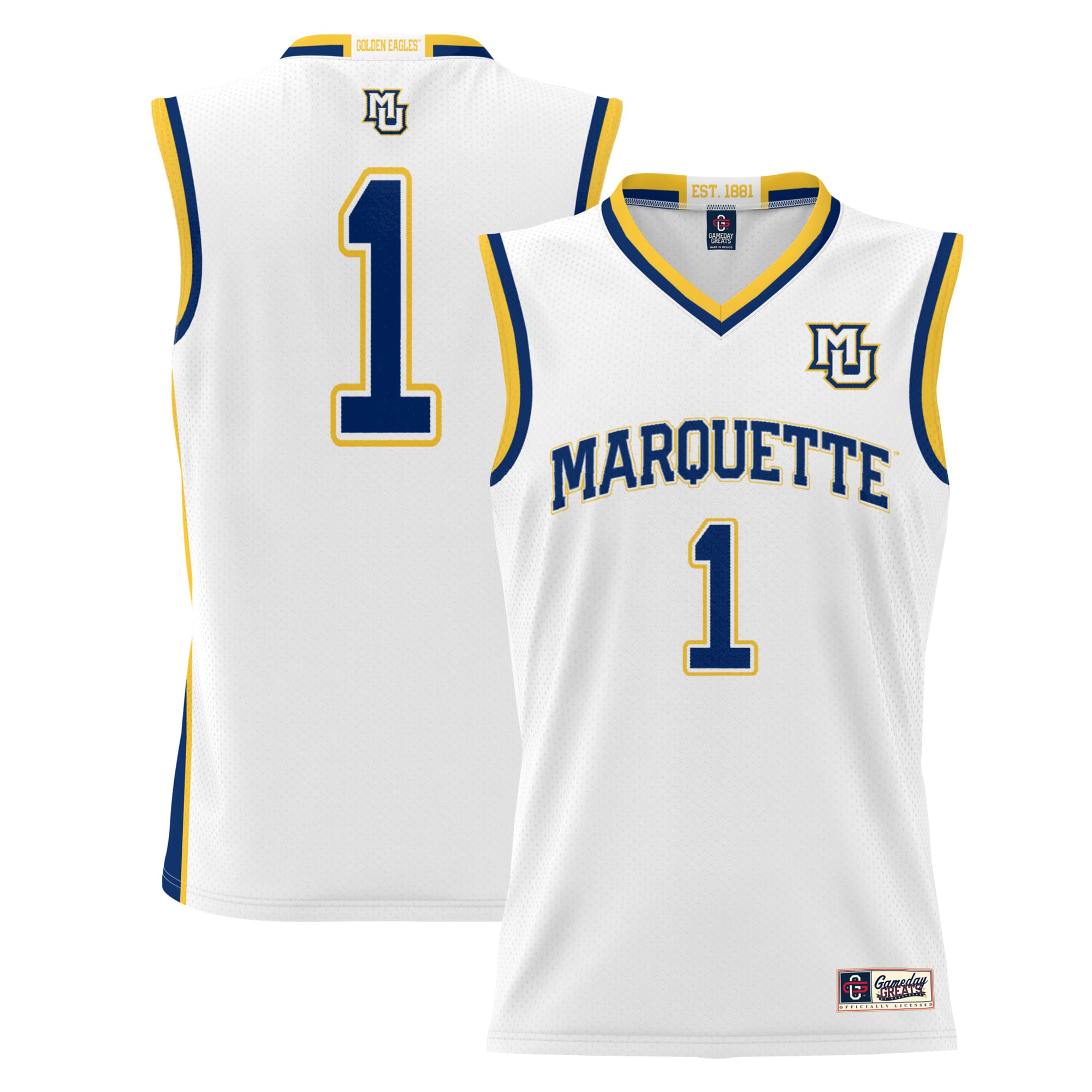[NJP] Marquette Golden Eagles GameDay Greats Youth Lightweight Basketball Jersey - White