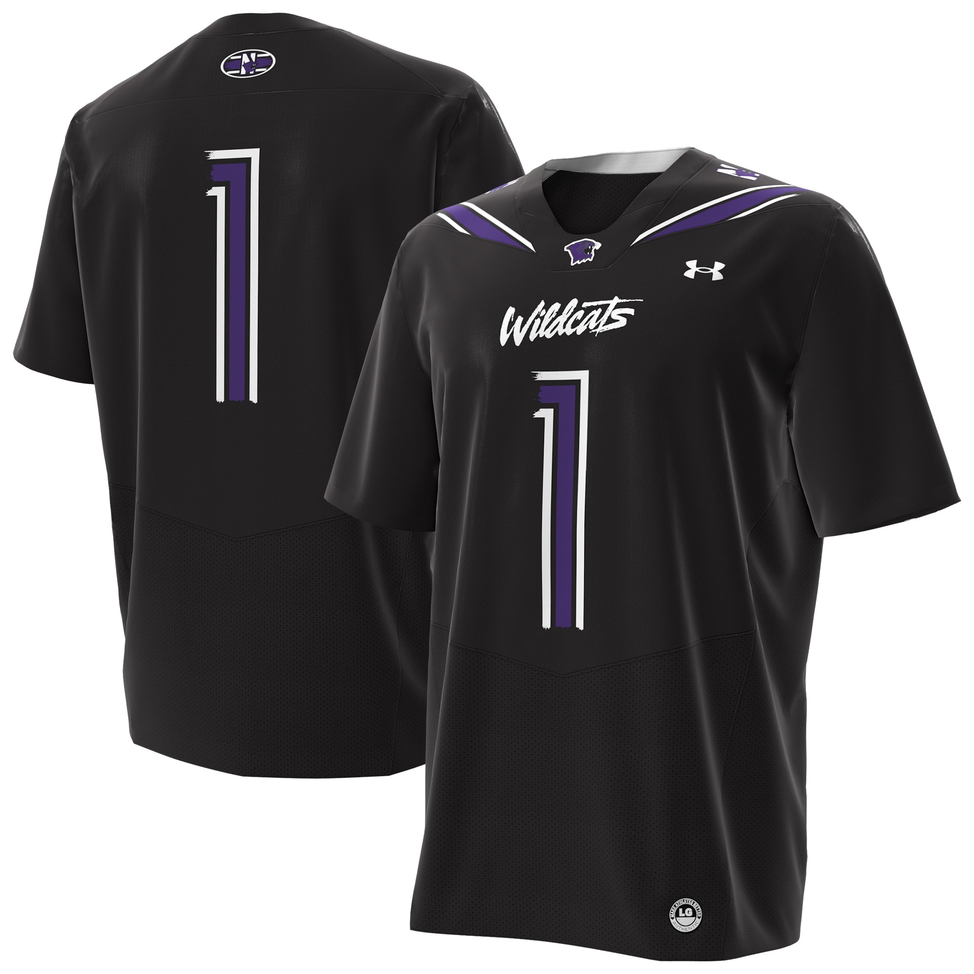 #1 Northwestern Wildcats Alternate Replica Football Jersey - Black