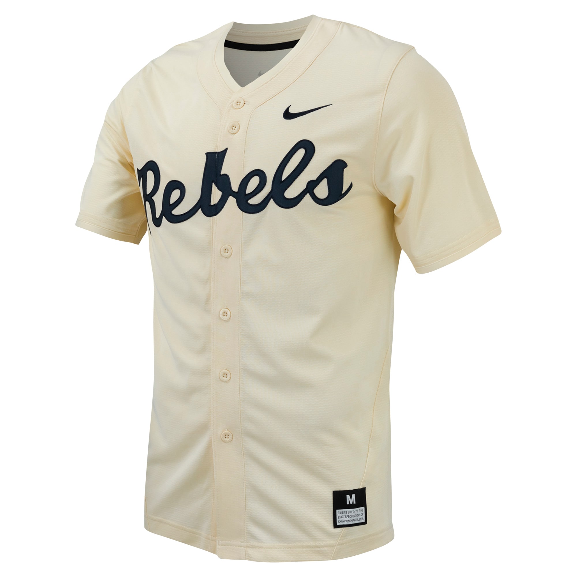 [NJP] Ole Miss Rebels Replica Full-Button Baseball Jersey - Cream