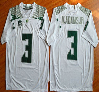 Men's None Vernon Adams #3 comfortable White 2024 moisture wicking