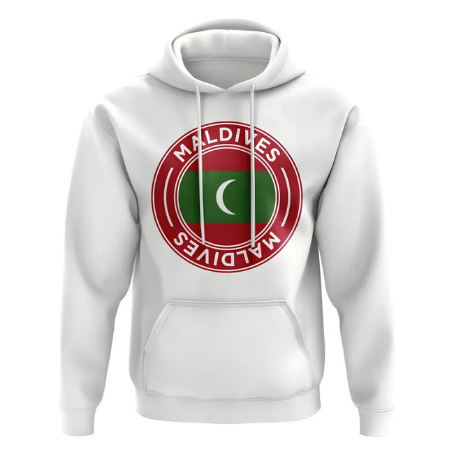 Premium-Quality Aero-Dynamic Maldives Football Badge Hoodie (White)
