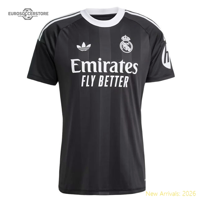 Authentic 2025-2026 Real Madrid Third Goalkeeper Shirt (Black) (Your