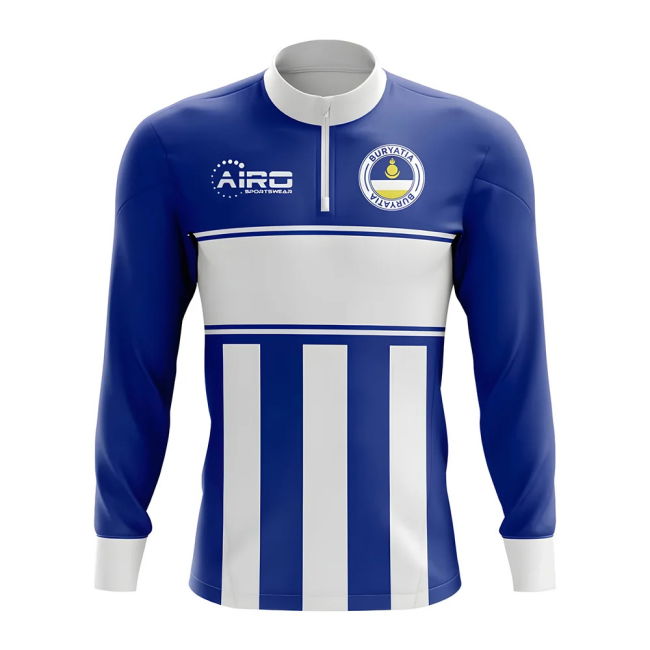 Quality Buryatia Concept Football Half Zip Midlayer Top (Blue-White)