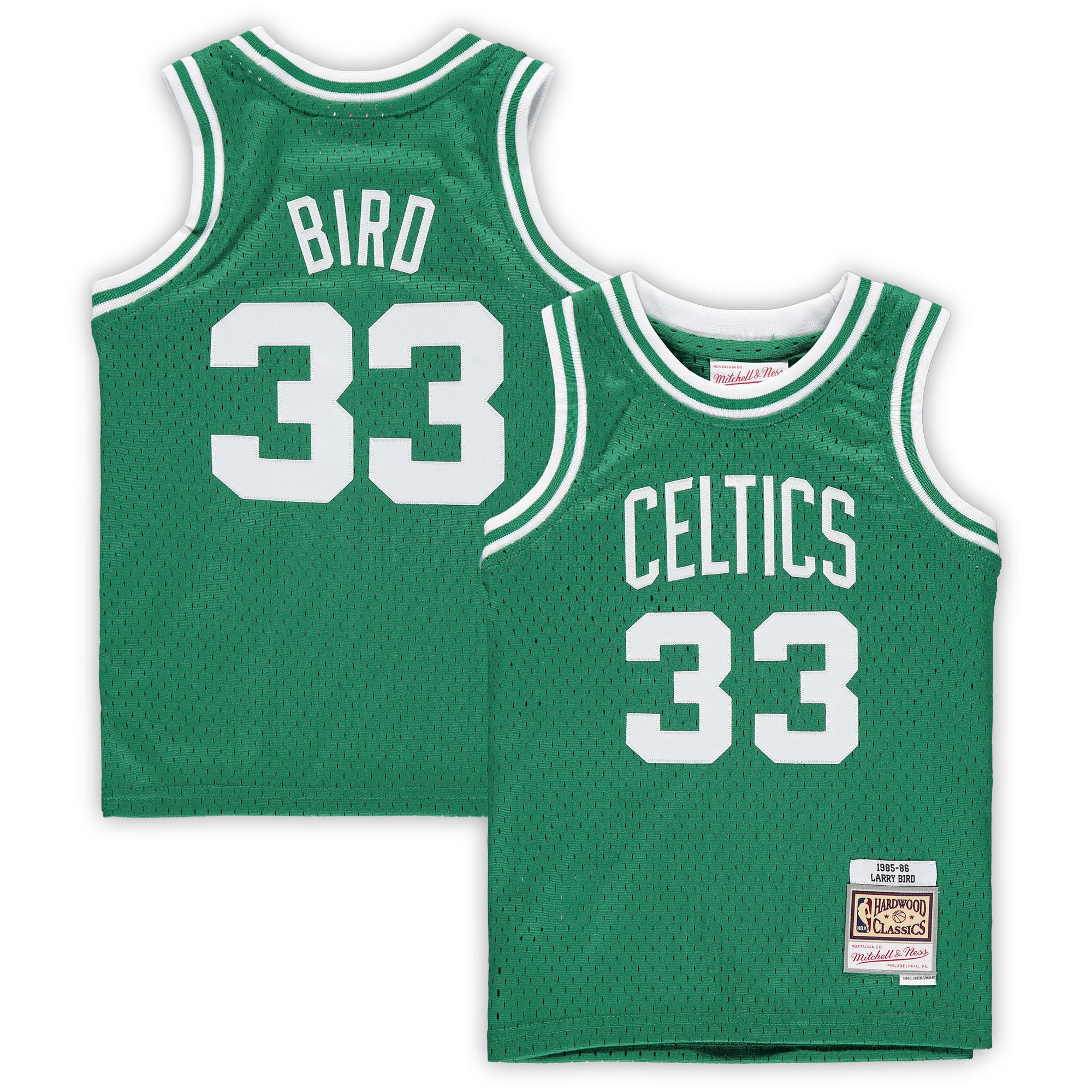 [LK] Larry Bird Boston Celtics Preschool 1985/86 Hardwood Classics Throwback Team Jersey - Kelly Green