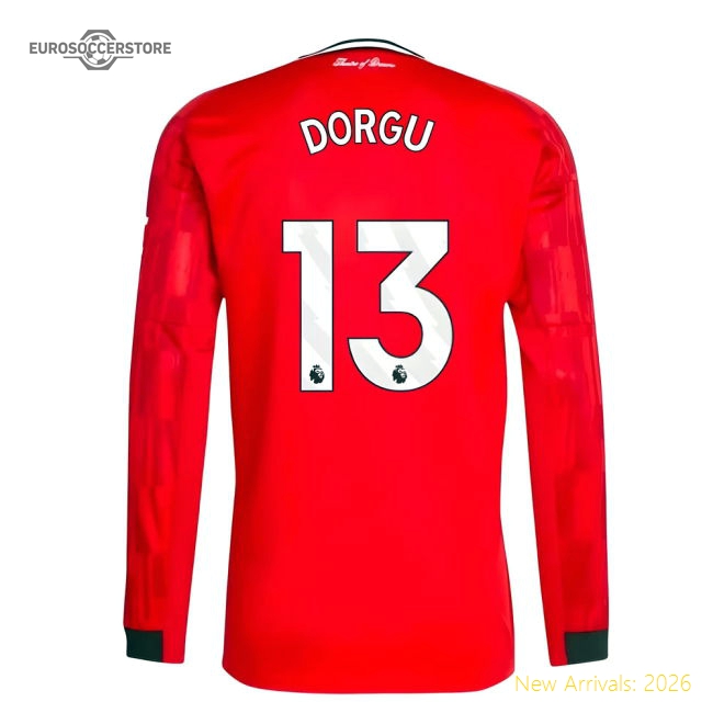 Luxury 2025-2026 Man Utd Long Sleeve Home Shirt (dorgu 13)