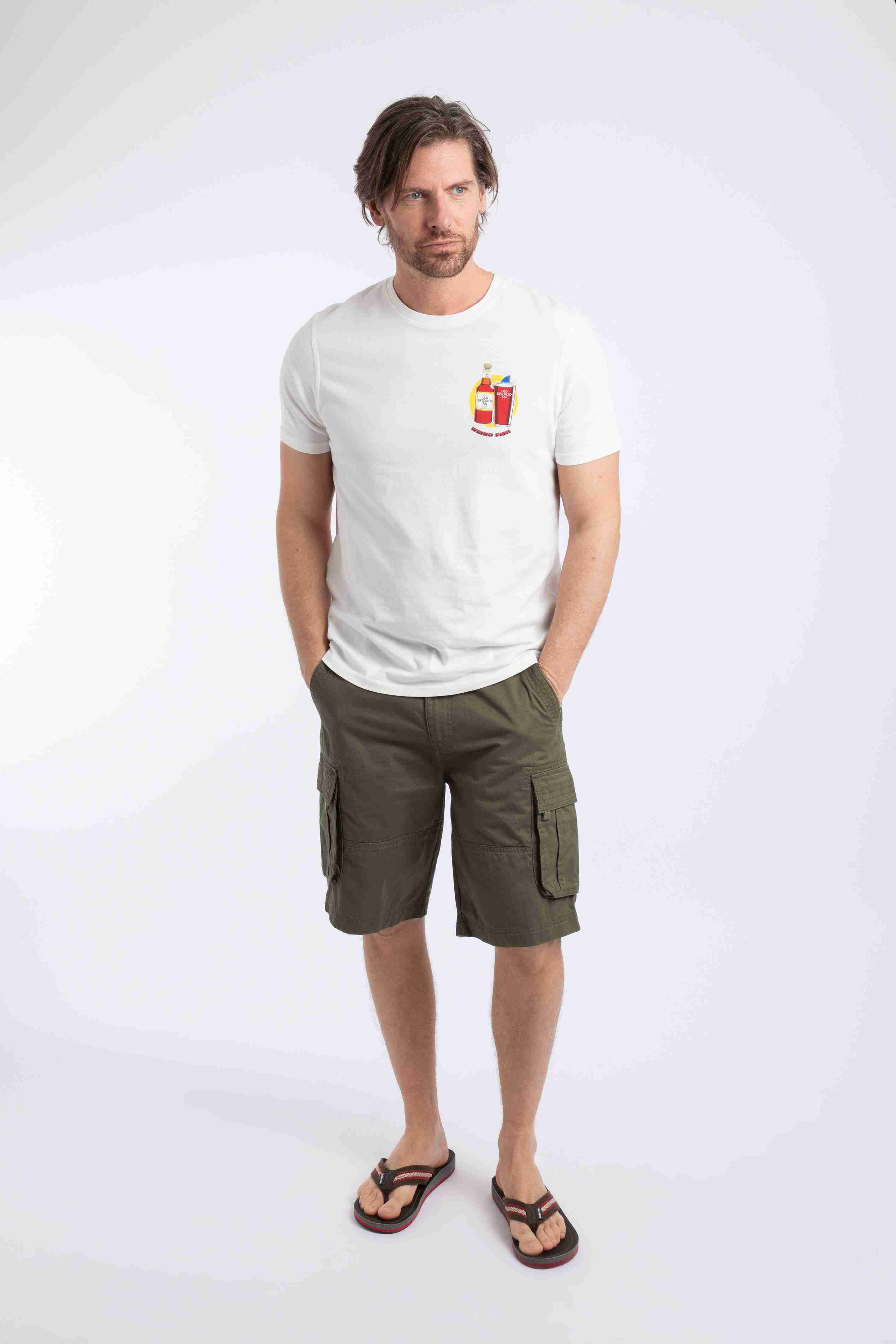 Old Speckled Fin Back Print Artist T-Shirt Marshmallow