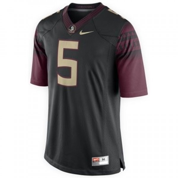 Men Ncaa Team #5 Black Men Authentic Football Jersey - Affordable