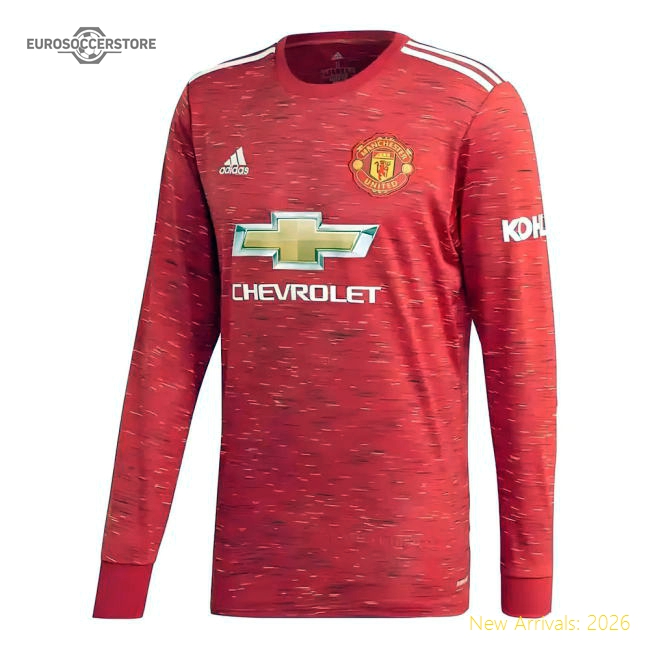 Authentic 2020-2021 Man Utd Adidas Home Long Sleeve Shirt - Premium