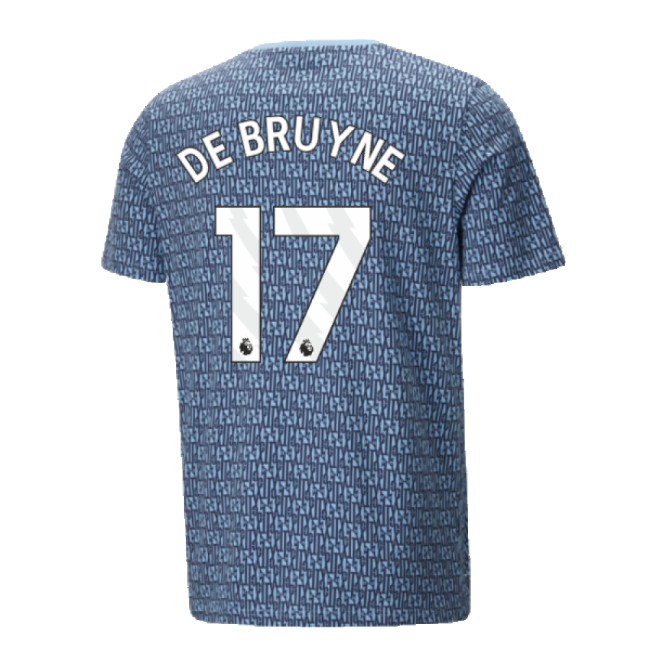 2024-2025 Man City T-shirt (Navy) - Kids (De Bruyne 17) (Navy)
