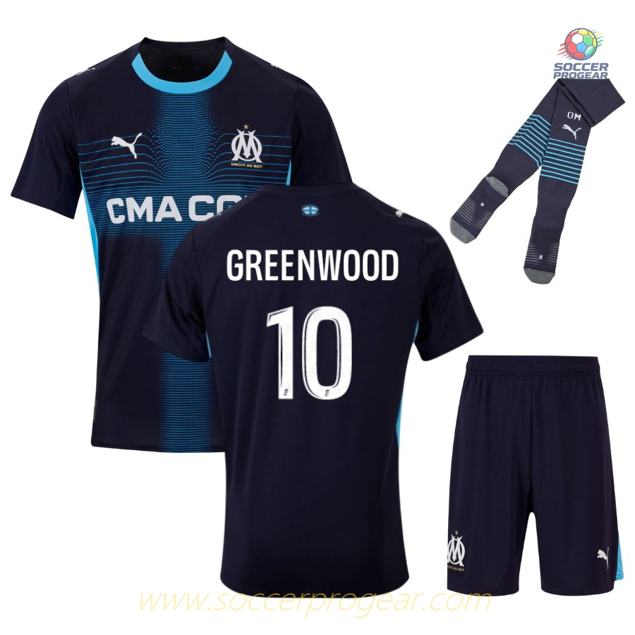 OM Premium Kids Edition Away Football Jersey Football Jersey 2025/26 Collection Greenwood