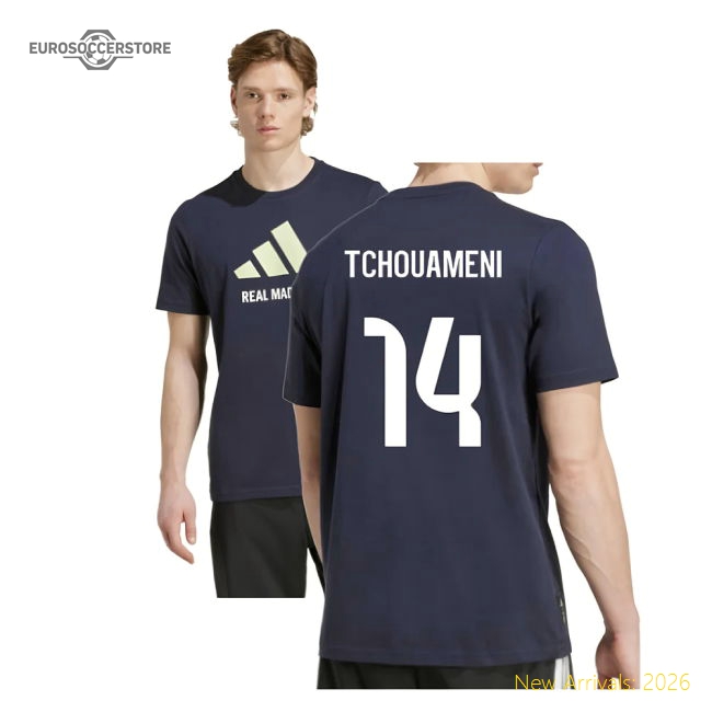 2025-2026 Real Madrid Seasonal Graphic Tee (Legend Ink) (Tchouameni 14)