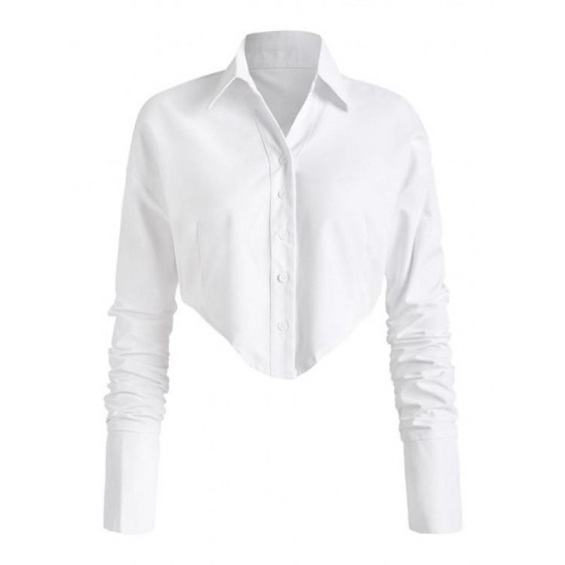 Ruched Sleeve Corset-style Solid Shirt HX5980