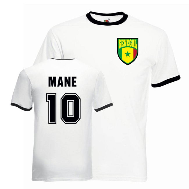 Pro-Grade Premium-Quality Sadio Mane Senegal Ringer Tee (White-Black)
