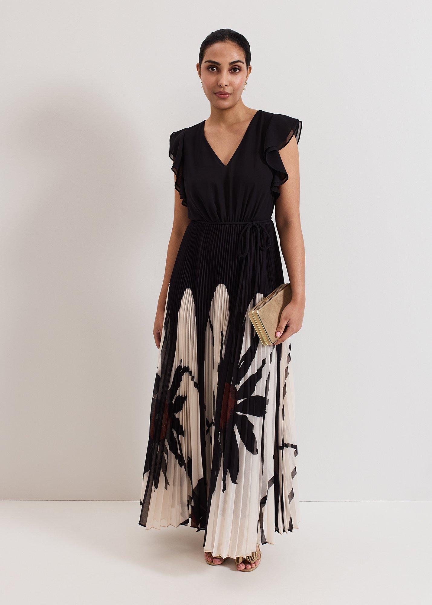 Petite Uma Printed Pleat Maxi Dress