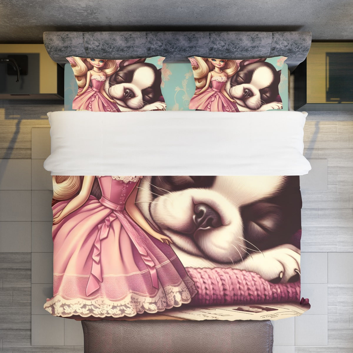 French Bulldog Bowie Duvet Cover Set For Boston Terrier Lovers Durable Dog Item