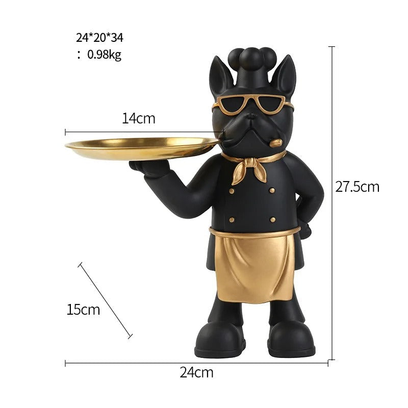 Fashion-Forward Frenchie Statue With Storage Tray – Decorative French...