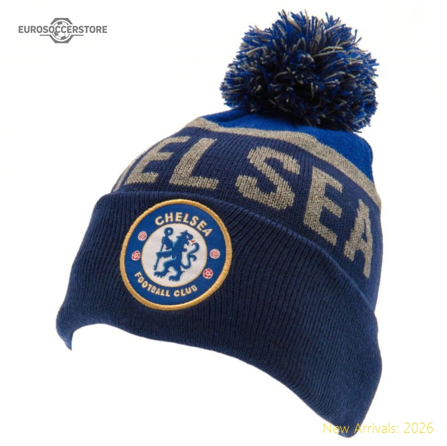 Chelsea Fc Navy Text Ski Hat Liverpool Fan Merchandise For Premier