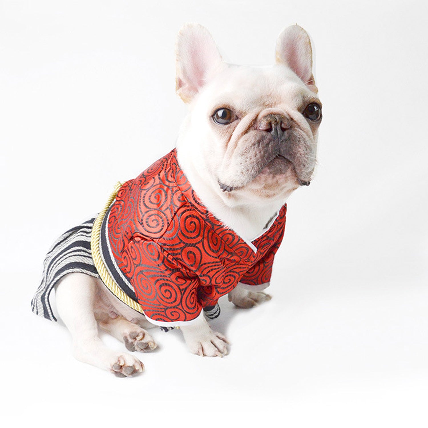 Culture-Inspired Bushibull Frenchie Kimono Costume – Traditional Samu...