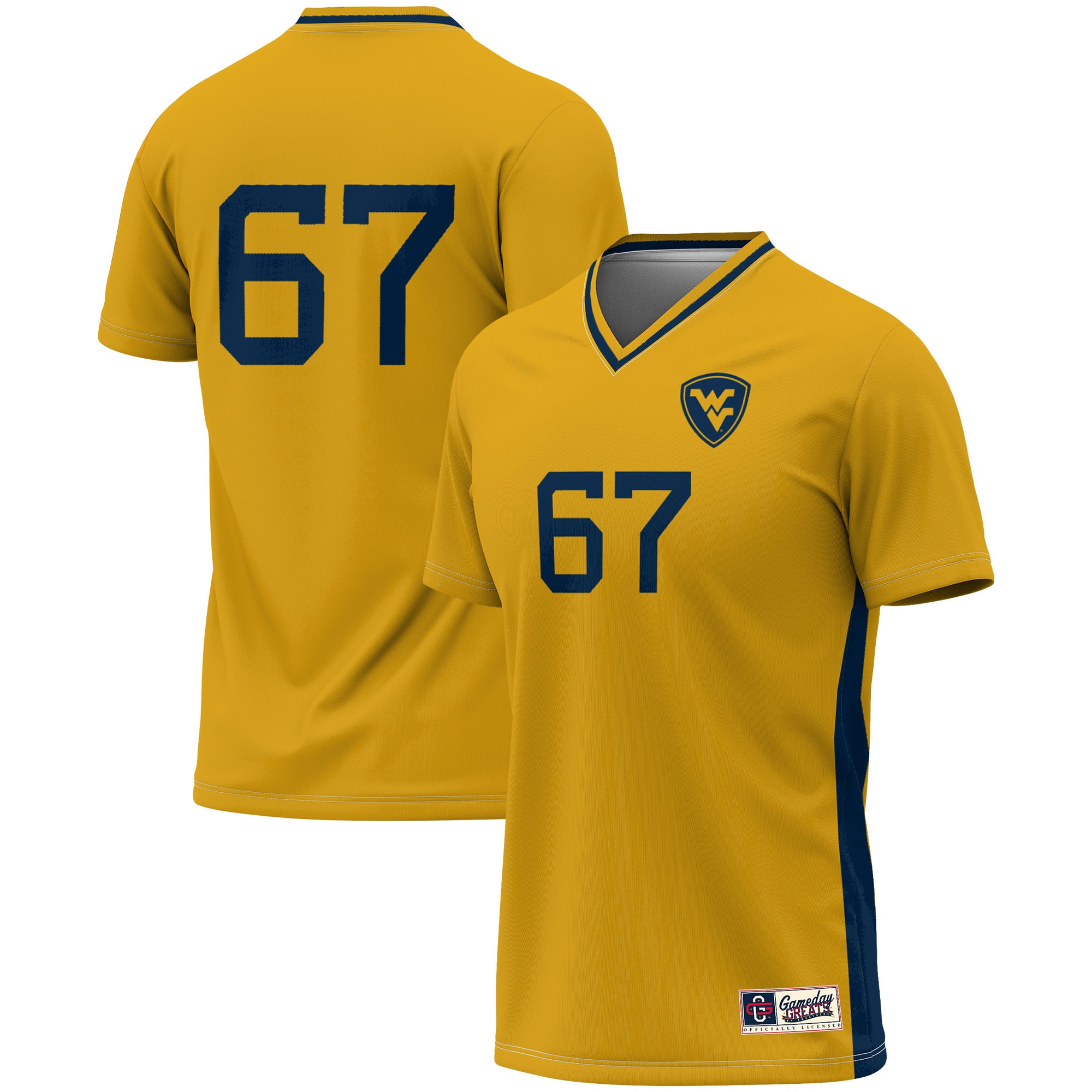 [ESK] Women's West Virginia Mountaineers GameDay Greats Lightweight Soccer Fashion Jersey - Gold