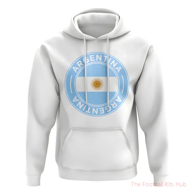 Men Argentina Football Badge Hoodie (White)
