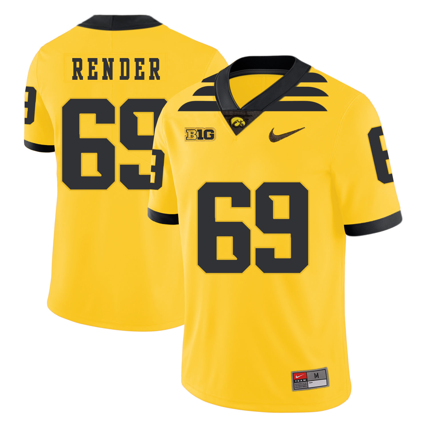Men's None Yellow 2024 game day Keegan Render #69 performance Jersey