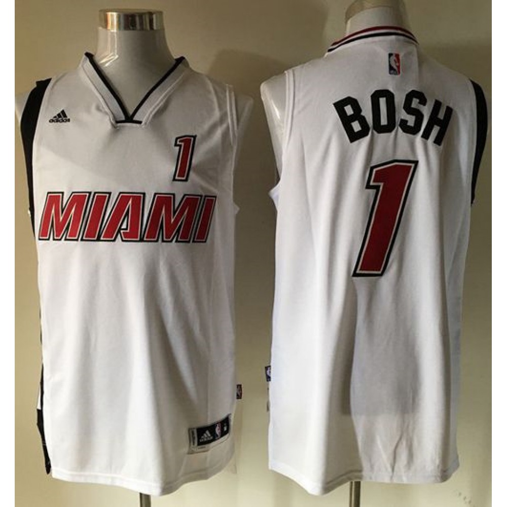Heat #1 Chris Bosh Stitched White NBA Jersey